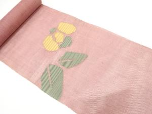 アンティーク　羅　花模様織り出し　名古屋帯地反物